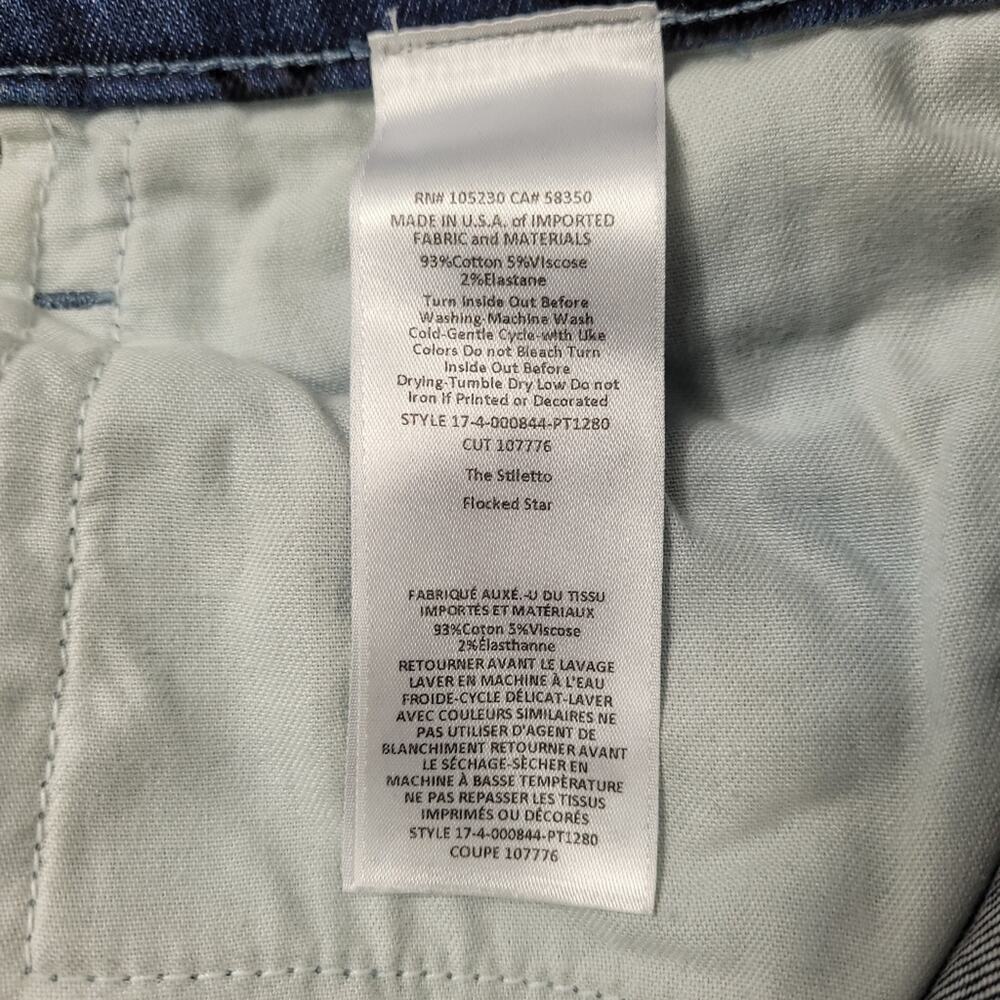 Current/Elliott The Stiletto Flocked Star Skinny Jeans Blue Medium Wash size 26 - Picture 14 of 16